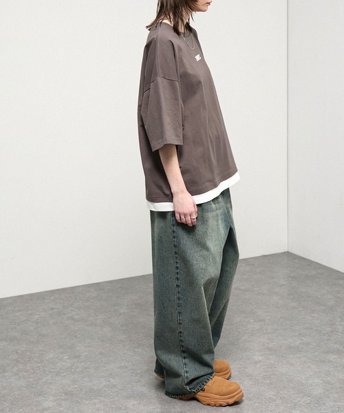 Alfred Alex（アルフレッドアレックス）の「【Alfred Alex】Layered Oversized Tour Tee / ヴィンテージライク フェイクレイヤード オーバーサイズ バンドTシャツ（Tシャツ/カットソー・メンズ・スミクロ/ネイビー/ブラウン/ワイン/ブラック/グレイッシュブルー・M/L）」の11枚目の写真