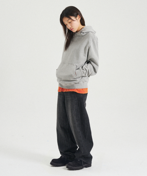 SLOWACID（スローアシッド）の「ネックロゴガーメントダイフードパーカー[ライトグレー]（パーカー・レディース・その他・SMALL/MEDIUM/LARGE/X-LARGE）」の3枚目の写真