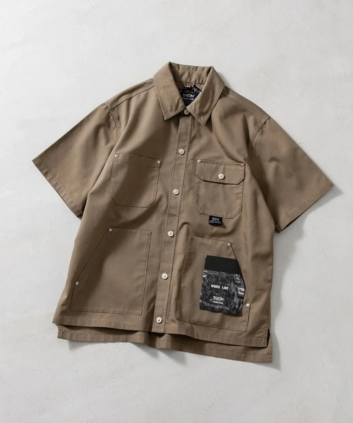 TAION（タイオン）の「【TAION(タイオン)】〈ユニセックス〉ノンダウン ワーク ハーフスリーブ シャツ（シャツ/ブラウス・メンズ・ダークネイビー/ダークオリーブ/ブラック・XL/L/M/S/2XL）」の2枚目の写真