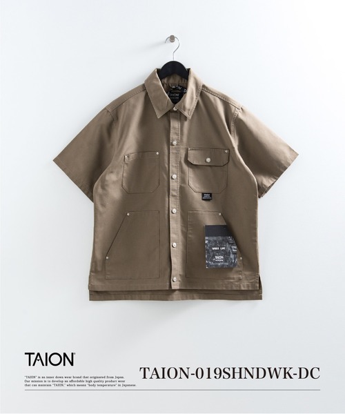 TAION（タイオン）の「【TAION(タイオン)】〈ユニセックス〉ノンダウン ワーク ハーフスリーブ シャツ（シャツ/ブラウス・メンズ・ダークネイビー/ダークオリーブ/ブラック・XL/L/M/S/2XL）」の15枚目の写真