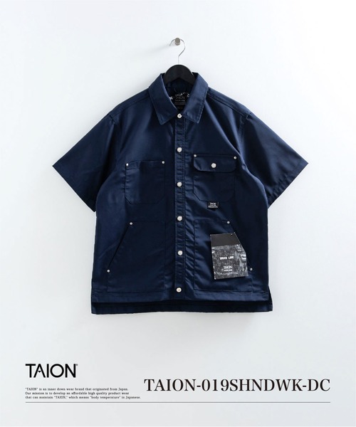 TAION（タイオン）の「【TAION(タイオン)】〈ユニセックス〉ノンダウン ワーク ハーフスリーブ シャツ（シャツ/ブラウス・メンズ・ダークネイビー/ダークオリーブ/ブラック・XL/L/M/S/2XL）」の16枚目の写真