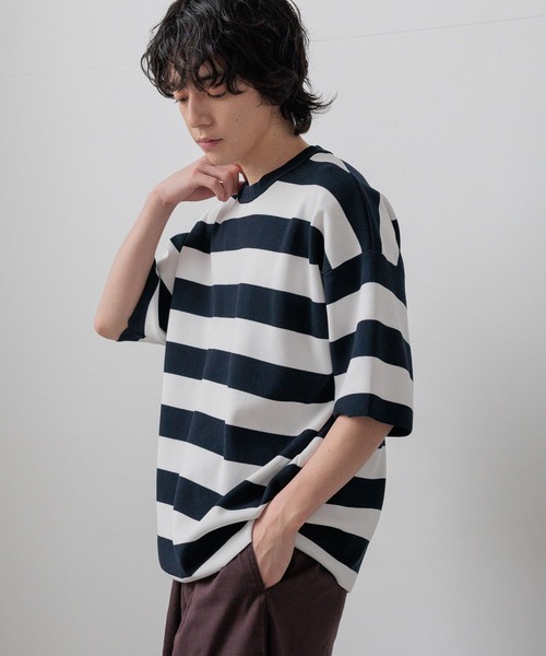 LOWRYS FARM（ローリーズファーム）の「【LFM(U)】１４ＧハーフミラノクルーＴＳＳ/接触冷感　 676296（Tシャツ/カットソー・メンズ・ブラウン/その他/ライトピンク/ブラック・MEDIUM/LARGE）」の22枚目の写真