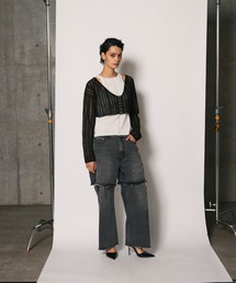 VERSEAU（ヴェルソー）の「【 VERSEAU / ヴェルソー 】カットオフレイヤードデニムパンツ　23810505　JON（デニムパンツ）」