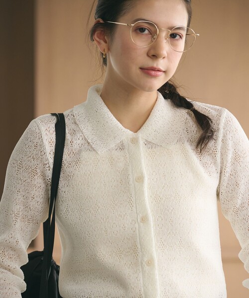 BEAUTY&YOUTH UNITED ARROWS(ビューティーアンドユースユナイテッドアローズ)の「レースプリーツ シャツカーディガン ウォッシャブル(カーディガン/ボレロ・レディース・オフホワイト/ブラック/ライム・FREE)」の8枚目の写真