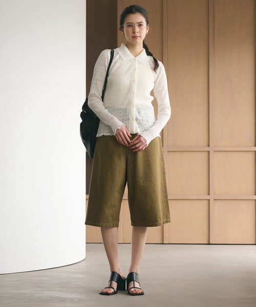 BEAUTY&YOUTH UNITED ARROWS(ビューティーアンドユースユナイテッドアローズ)の「レースプリーツ シャツカーディガン ウォッシャブル(カーディガン/ボレロ・レディース・オフホワイト/ブラック/ライム・FREE)」の10枚目の写真