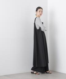 NANO universe（ナノユニバース）の「多機能2wayストレッチ サロペットフレアワンピース(セットアップ可)（ワンピース）」