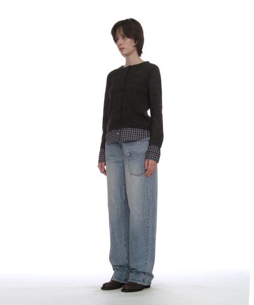 PARTIMENTO WOMEN（パルティメントウィメン）の「ブークルシャツ-ヘムレイヤードカーディガン_チャコールメランジ（カーディガン/ボレロ・レディース・その他・SMALL/MEDIUM）」の3枚目の写真