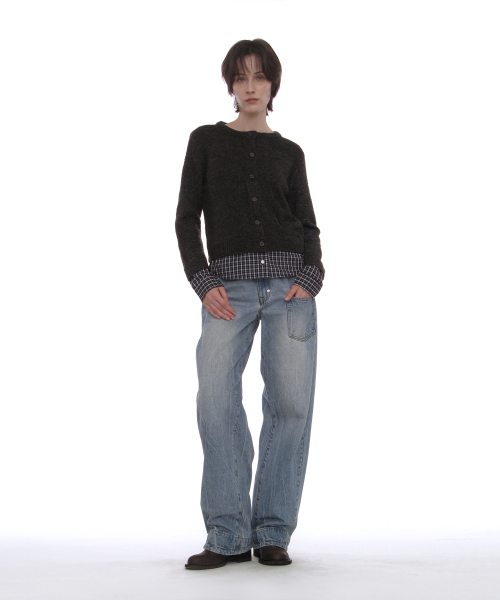 PARTIMENTO WOMEN（パルティメントウィメン）の「ブークルシャツ-ヘムレイヤードカーディガン_チャコールメランジ（カーディガン/ボレロ・レディース・その他・SMALL/MEDIUM）」の5枚目の写真