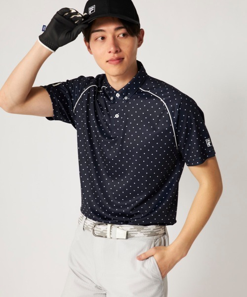 FILA GOLF(フィラゴルフ )の「【FILA GOLF:フィラゴルフ】ドット柄半袖シャツ 遮熱性 接触冷感 ゴルフ(シャツ/ブラウス・メンズ・グレー/ホワイト/ネイビー・XX-LARGE/X-LARGE/LARGE/MEDIUM)」の3枚目の写真