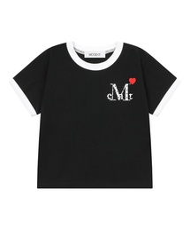 MUCENT（ムセント）の「[キッズ] ラブリッツミニハートロゴリンガー半袖Tシャツ (2カラー)（Tシャツ/カットソー）」