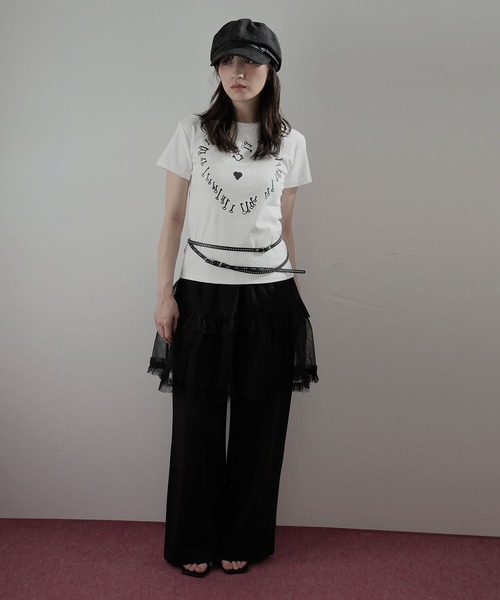 Ulysses（ユリシス）の「ハートモチーフクルーネックTシャツ（Tシャツ/カットソー・レディース・ホワイト/ネイビー・M/S）」の3枚目の写真