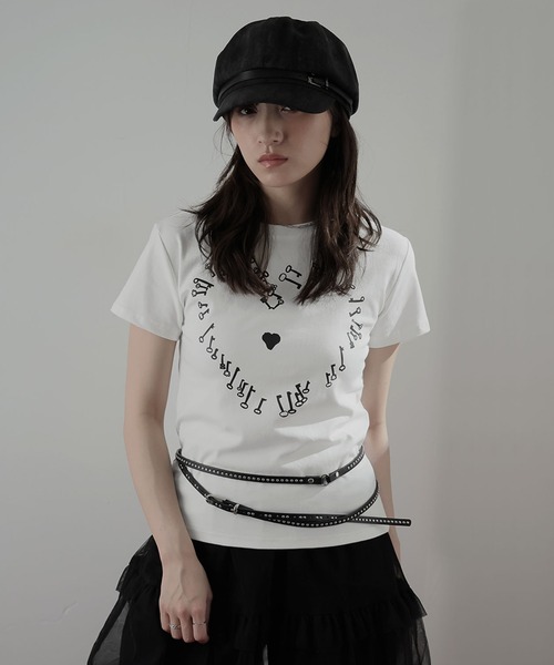 Ulysses（ユリシス）の「ハートモチーフクルーネックTシャツ（Tシャツ/カットソー・レディース・ホワイト/ネイビー・M/S）」の10枚目の写真