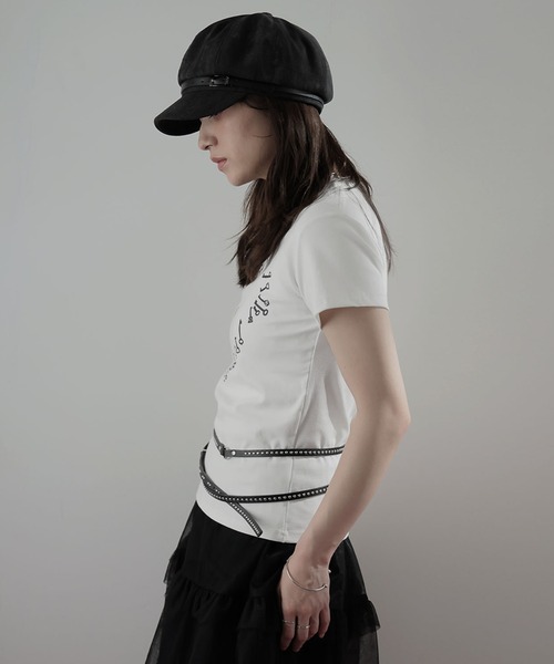 Ulysses（ユリシス）の「ハートモチーフクルーネックTシャツ（Tシャツ/カットソー・レディース・ホワイト/ネイビー・M/S）」の11枚目の写真