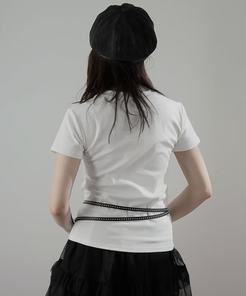 Ulysses（ユリシス）の「ハートモチーフクルーネックTシャツ（Tシャツ/カットソー・レディース・ホワイト/ネイビー・M/S）」の12枚目の写真