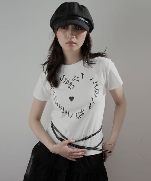 Ulysses（ユリシス）の「ハートモチーフクルーネックTシャツ（Tシャツ/カットソー・レディース・ホワイト/ネイビー・M/S）」の13枚目の写真