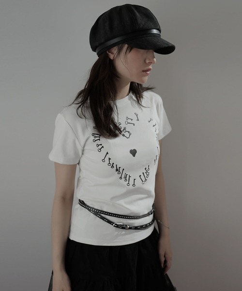 Ulysses（ユリシス）の「ハートモチーフクルーネックTシャツ（Tシャツ/カットソー・レディース・ホワイト/ネイビー・M/S）」の14枚目の写真