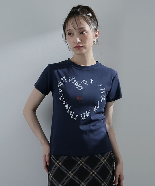 Ulysses（ユリシス）の「ハートモチーフクルーネックTシャツ（Tシャツ/カットソー・レディース・ホワイト/ネイビー・M/S）」の16枚目の写真