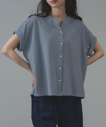 【ANNA LUNA】パールボタン が映える 上品 スキッパー 半袖 トップス
