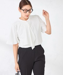 【UVカット・洗濯機で洗える】アシメラッフルブラウス