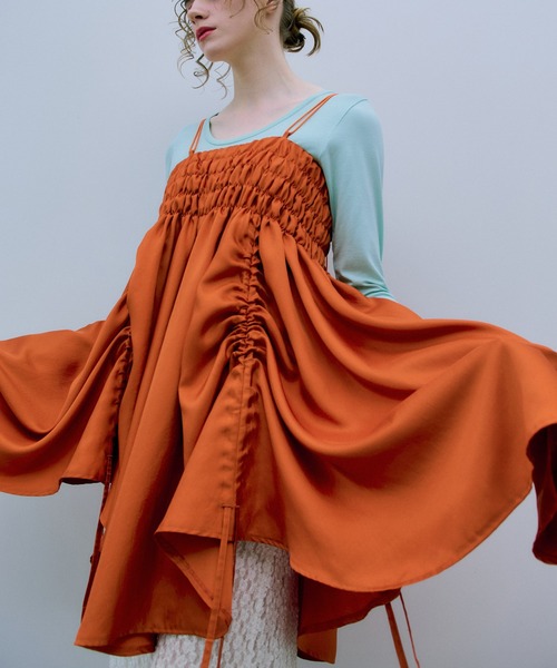 THE GOODLAND MARKET(ザグッドランドマーケット)の「cwtch FLOWER MINI DRESS(ワンピース・レディース・オレンジ/ホワイト・FREE)」の1枚目の写真