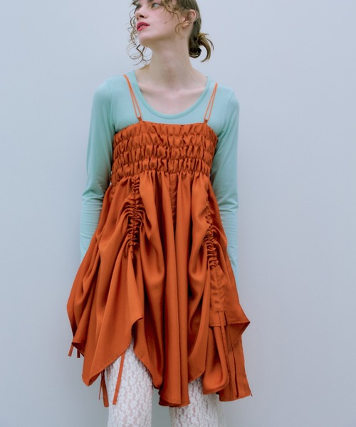 THE GOODLAND MARKET(ザグッドランドマーケット)の「cwtch FLOWER MINI DRESS(ワンピース・レディース・オレンジ/ホワイト・FREE)」の3枚目の写真