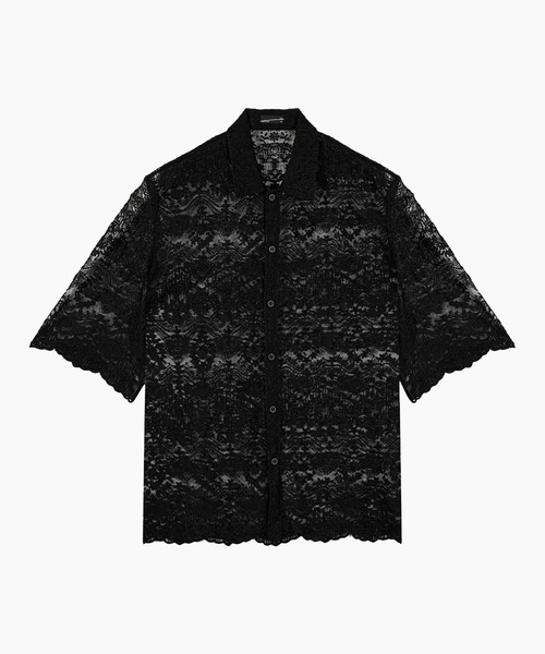 LAD MUSICIAN（ラッドミュージシャン）の「TULLE EMBROIDERY LACE SHORT SLEEVE SHIRT（シャツ/ブラウス・メンズ・ブラック/ホワイト・46/44/42）」の2枚目の写真