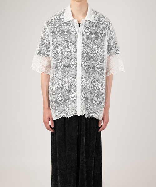 LAD MUSICIAN（ラッドミュージシャン）の「TULLE EMBROIDERY LACE SHORT SLEEVE SHIRT（シャツ/ブラウス・メンズ・ブラック/ホワイト・46/44/42）」の11枚目の写真
