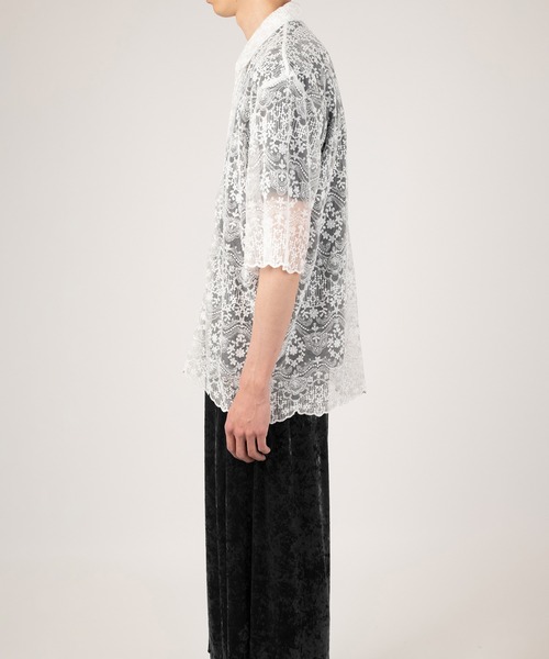 LAD MUSICIAN（ラッドミュージシャン）の「TULLE EMBROIDERY LACE SHORT SLEEVE SHIRT（シャツ/ブラウス・メンズ・ブラック/ホワイト・46/44/42）」の12枚目の写真