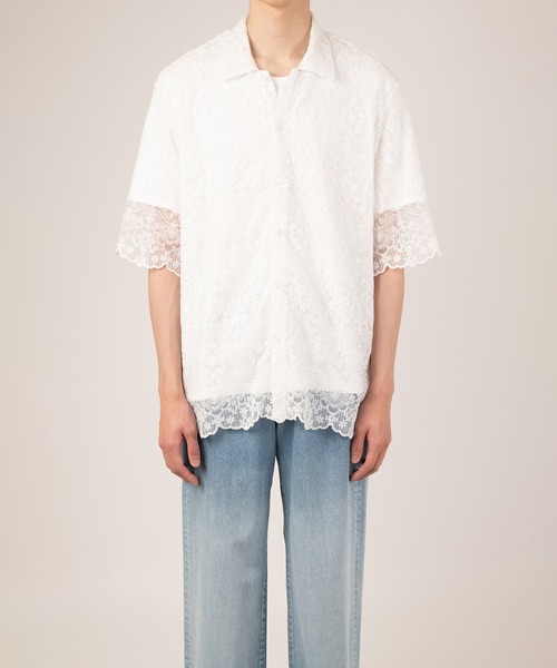 LAD MUSICIAN（ラッドミュージシャン）の「TULLE EMBROIDERY LACE SHORT SLEEVE SHIRT（シャツ/ブラウス・メンズ・ブラック/ホワイト・46/44/42）」の14枚目の写真