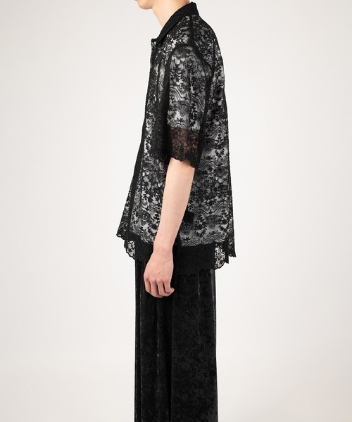 LAD MUSICIAN（ラッドミュージシャン）の「TULLE EMBROIDERY LACE SHORT SLEEVE SHIRT（シャツ/ブラウス・メンズ・ブラック/ホワイト・46/44/42）」の3枚目の写真