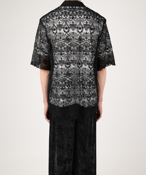 LAD MUSICIAN（ラッドミュージシャン）の「TULLE EMBROIDERY LACE SHORT SLEEVE SHIRT（シャツ/ブラウス・メンズ・ブラック/ホワイト・46/44/42）」の4枚目の写真