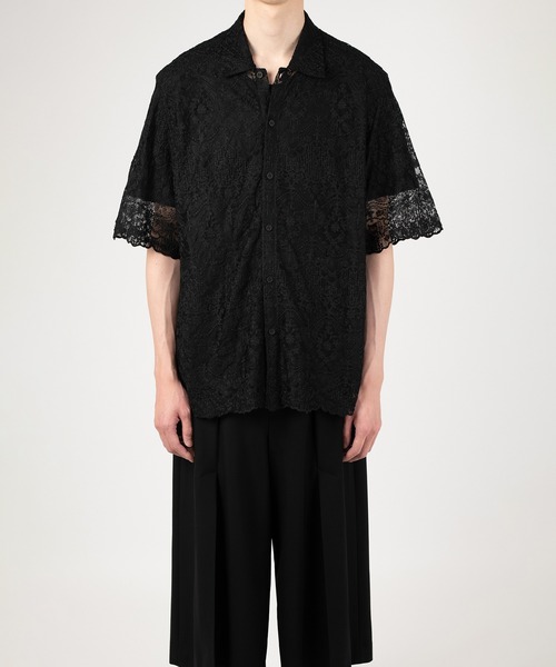 LAD MUSICIAN（ラッドミュージシャン）の「TULLE EMBROIDERY LACE SHORT SLEEVE SHIRT（シャツ/ブラウス・メンズ・ブラック/ホワイト・46/44/42）」の5枚目の写真