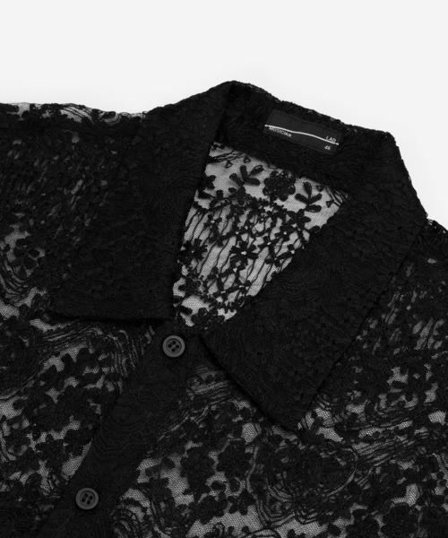 LAD MUSICIAN（ラッドミュージシャン）の「TULLE EMBROIDERY LACE SHORT SLEEVE SHIRT（シャツ/ブラウス・メンズ・ブラック/ホワイト・46/44/42）」の6枚目の写真