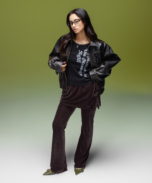 X-girl(エックスガール)の「FAUX LEATHER LOGO PATCH JACKET(ブルゾン・レディース・ブラック・S/M)」の6枚目の写真