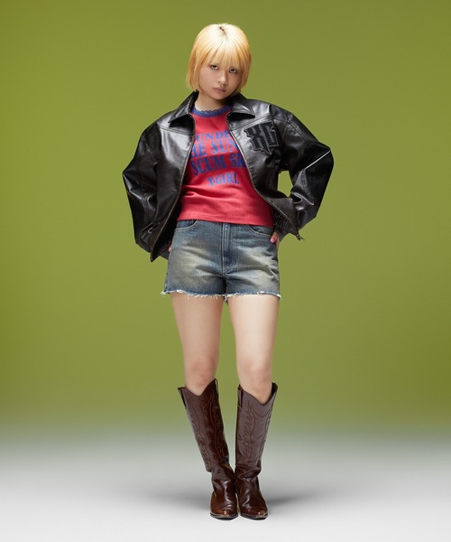 X-girl(エックスガール)の「FAUX LEATHER LOGO PATCH JACKET(ブルゾン・レディース・ブラック・S/M)」の9枚目の写真