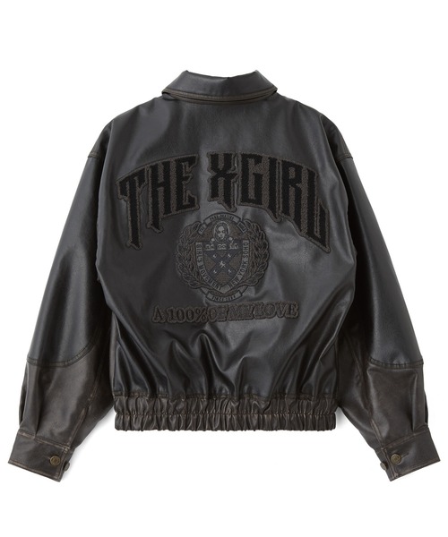 X-girl(エックスガール)の「FAUX LEATHER LOGO PATCH JACKET(ブルゾン・レディース・ブラック・S/M)」の11枚目の写真