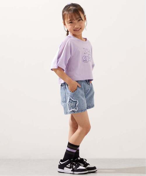 X-girl Stages（エックスガールステージス）の「肩メッシュスパンコールロゴ ショート半袖Tシャツ（Tシャツ/カットソー・キッズ・ブラック/ラベンダー・140cm/130cm/120cm/110cm/100cm/90cm）」の16枚目の写真