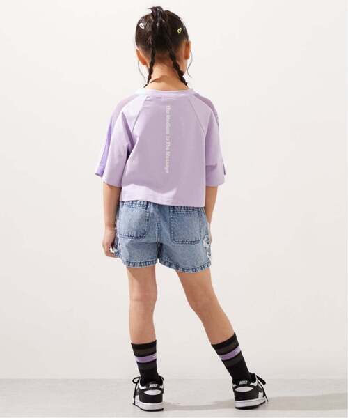 X-girl Stages（エックスガールステージス）の「肩メッシュスパンコールロゴ ショート半袖Tシャツ（Tシャツ/カットソー・キッズ・ブラック/ラベンダー・140cm/130cm/120cm/110cm/100cm/90cm）」の10枚目の写真