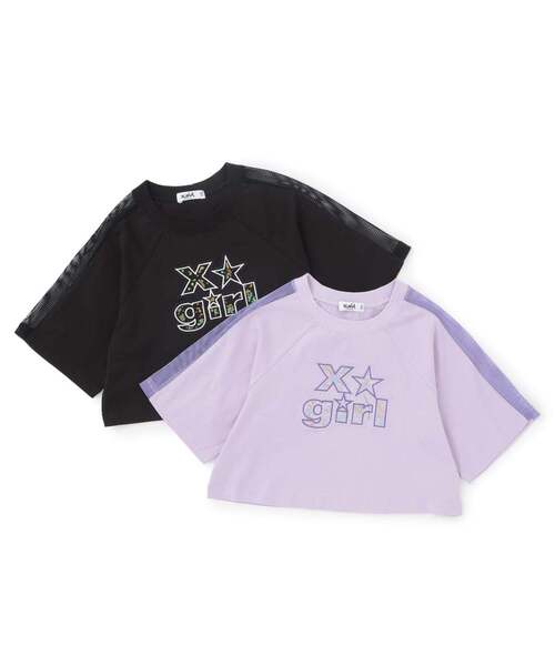 X-girl Stages（エックスガールステージス）の「肩メッシュスパンコールロゴ ショート半袖Tシャツ（Tシャツ/カットソー・キッズ・ブラック/ラベンダー・140cm/130cm/120cm/110cm/100cm/90cm）」の12枚目の写真