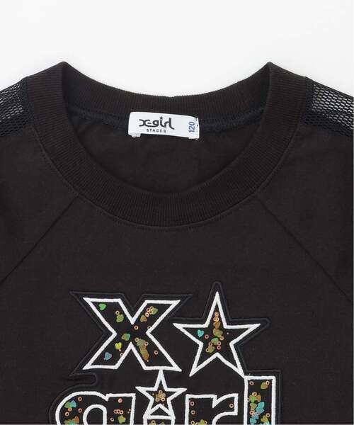 X-girl Stages（エックスガールステージス）の「肩メッシュスパンコールロゴ ショート半袖Tシャツ（Tシャツ/カットソー・キッズ・ブラック/ラベンダー・140cm/130cm/120cm/110cm/100cm/90cm）」の15枚目の写真