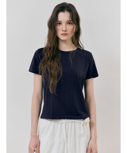 ETMON(エトモン)の「Round Neck T-Shirt, Navy(Tシャツ/カットソー・レディース・その他・F)」の2枚目の写真