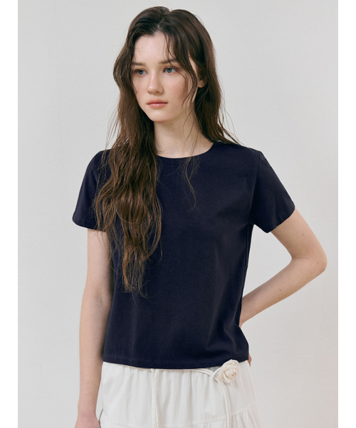 ETMON(エトモン)の「Round Neck T-Shirt, Navy(Tシャツ/カットソー・レディース・その他・F)」の3枚目の写真