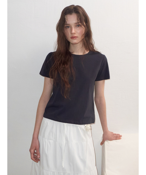 ETMON(エトモン)の「Round Neck T-Shirt, Navy(Tシャツ/カットソー・レディース・その他・F)」の6枚目の写真