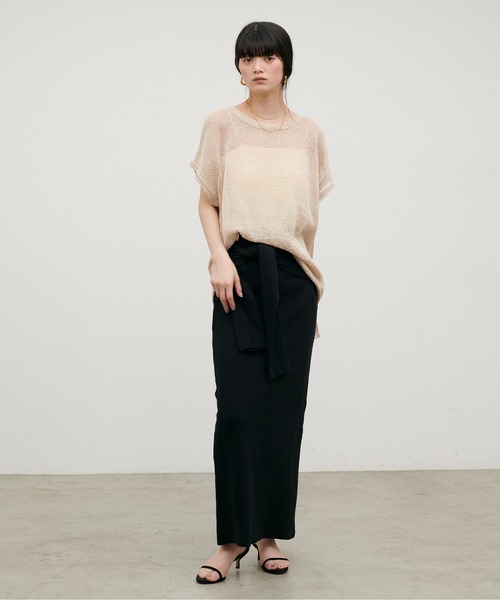 LARUTA（ラルータ）の「【LARUTA】ギマ糸メッシュフレンチスリーブプルオーバー（ニット/セーター・レディース・ブラック/ベージュ/ミント/ライトベージュ・FREE）」の21枚目の写真