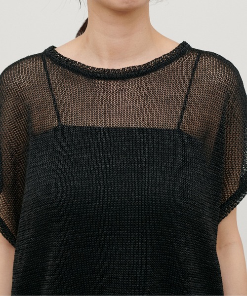 LARUTA（ラルータ）の「【LARUTA】ギマ糸メッシュフレンチスリーブプルオーバー（ニット/セーター・レディース・ブラック/ベージュ/ミント/ライトベージュ・FREE）」の11枚目の写真