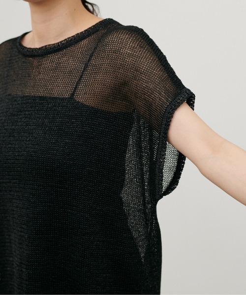 LARUTA（ラルータ）の「【LARUTA】ギマ糸メッシュフレンチスリーブプルオーバー（ニット/セーター・レディース・ブラック/ベージュ/ミント/ライトベージュ・FREE）」の10枚目の写真