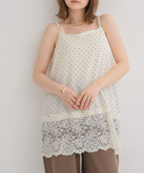 RETRO GIRL(レトロガール)の「裾レースチュニックキャミOP(ワンピース・レディース・ホワイト系その他/オフホワイト/ブラック・FREE)」の2枚目の写真