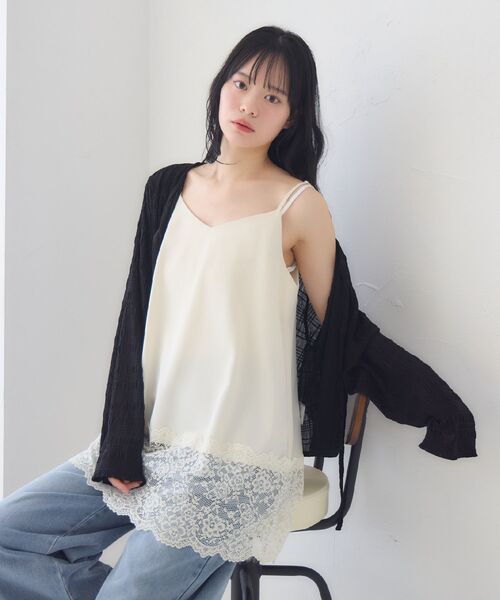 RETRO GIRL(レトロガール)の「裾レースチュニックキャミOP(ワンピース・レディース・ホワイト系その他/オフホワイト/ブラック・FREE)」の5枚目の写真