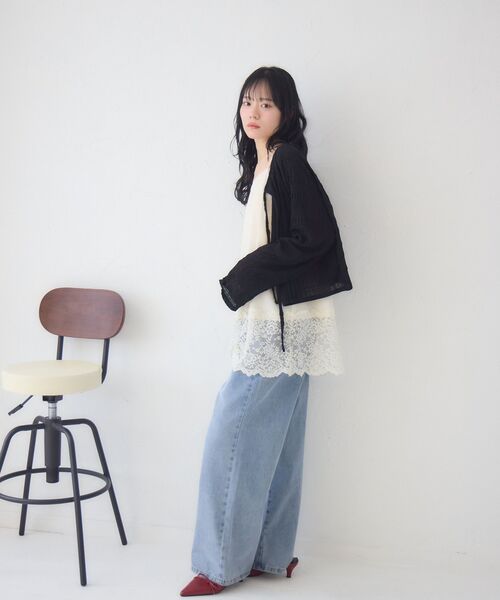 RETRO GIRL(レトロガール)の「裾レースチュニックキャミOP(ワンピース・レディース・ホワイト系その他/オフホワイト/ブラック・FREE)」の7枚目の写真