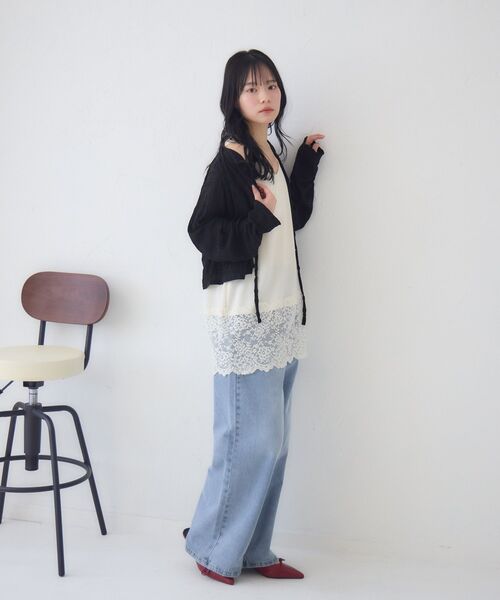 RETRO GIRL(レトロガール)の「裾レースチュニックキャミOP(ワンピース・レディース・ホワイト系その他/オフホワイト/ブラック・FREE)」の9枚目の写真